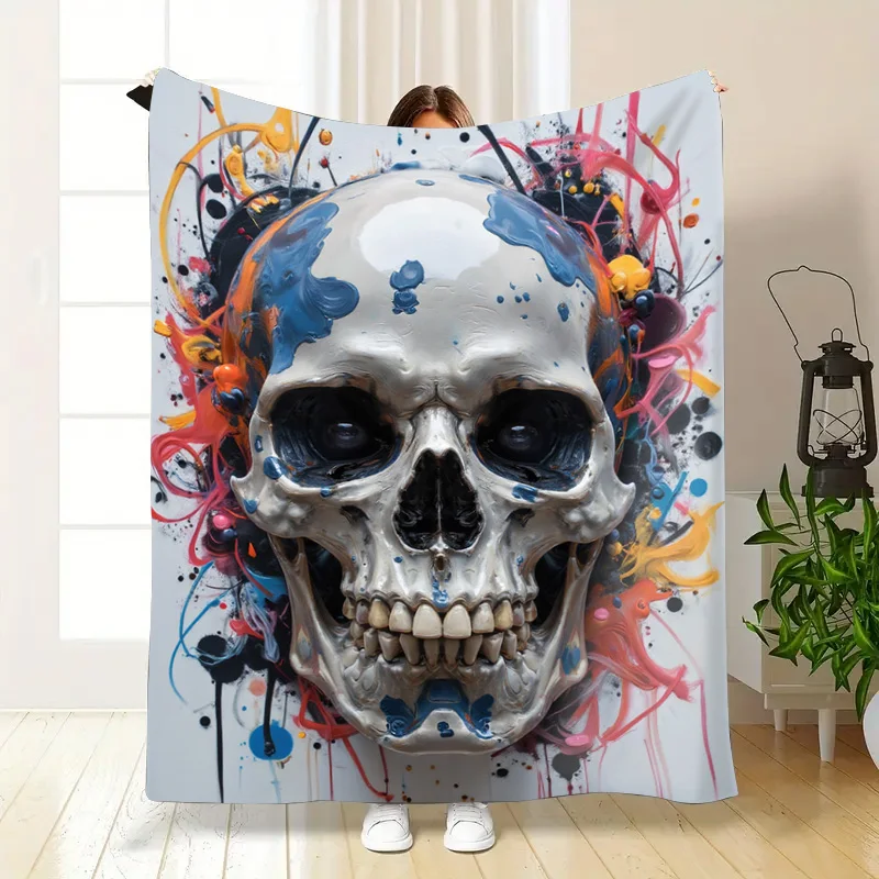 Soft Lightweight Skull Art Flannel Baby Blanket
