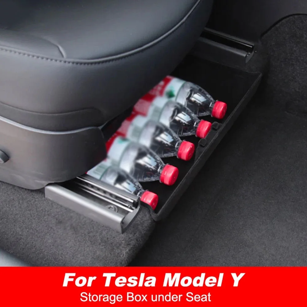 For Tesla Model Y Under Seat Storage Box ABS Organizer Tray Holder
