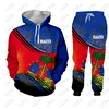 Emblem Flag Caribbean Sea Haiti Island Retro Hoodies Jacket Tracksuit Men 3D Print Pants CUSTOM Sweatshirt Unisex Clothes 3