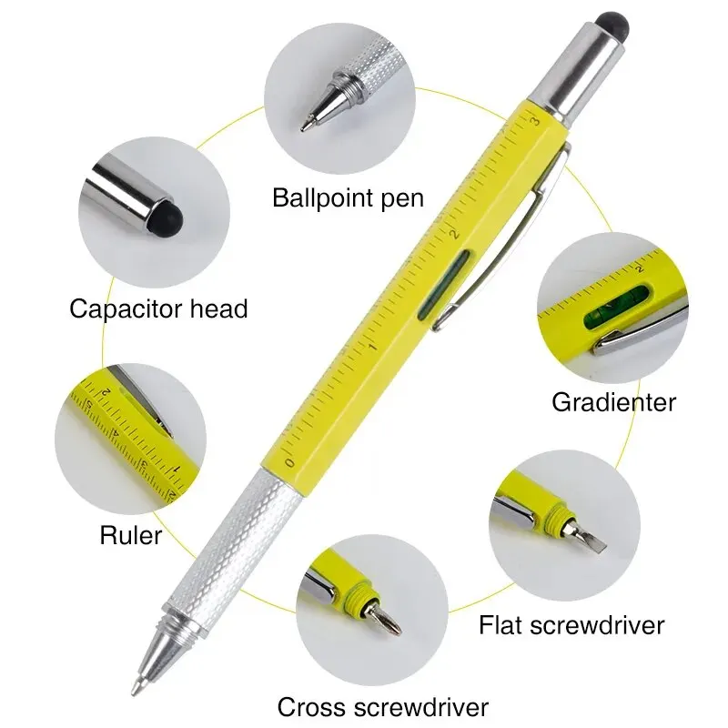 Multi-function Tool Pen Six-in-one Scale Gradienter Screwdriver Ballpoint Pen