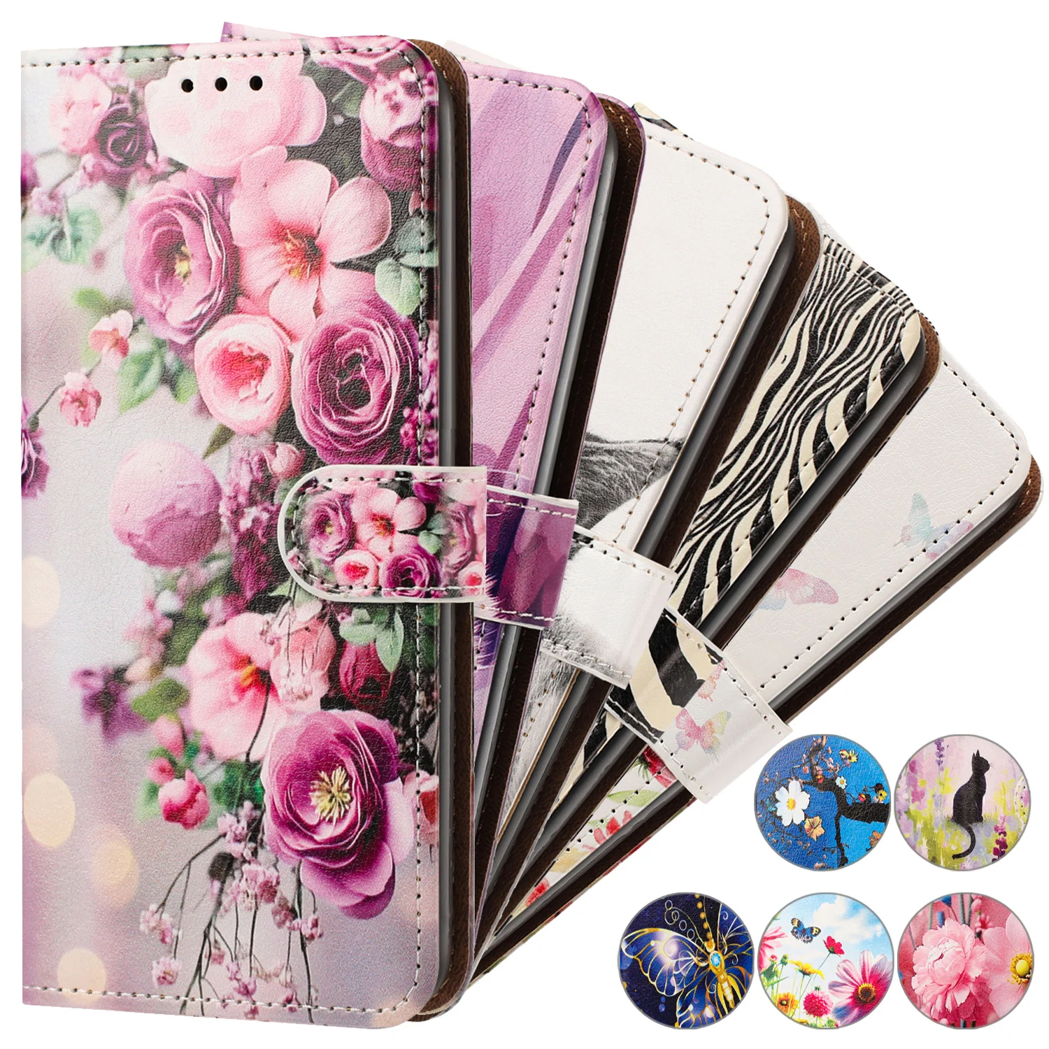 Cute Cat Leather Flip Back Cover - Stylish Phone Case