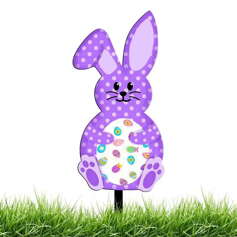 Easter Yard Sign With Stakes Acrylic Bunny Lawn Signs Sturdy Easter Garden Outdoor Sign With Stakes For Patio Garden Yard