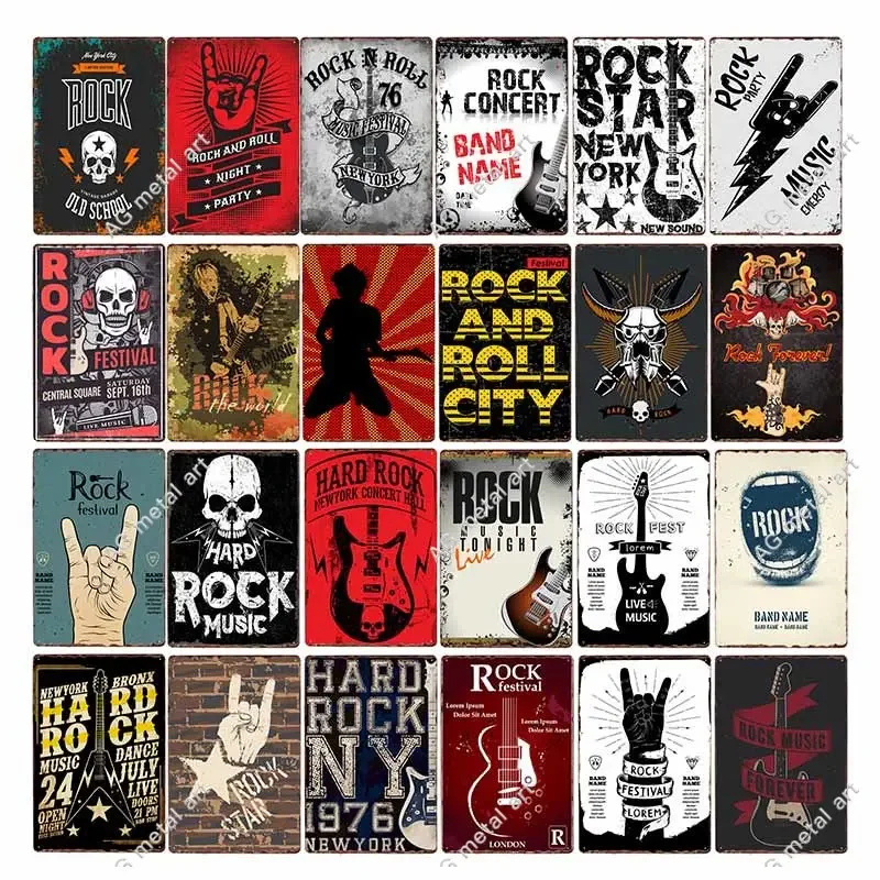 

Rock N Roll Poster Music Vintage Metal Tin Sign Bar Wall Decoration Art Painting Home Decor Posters 20x30cm