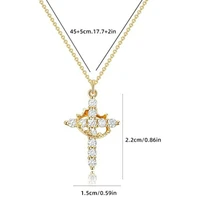Light Luxury Pave Zircon Cross Necklace | Gold/Silver Dual-Tone | Unique Versatile Daily Jewelry 6