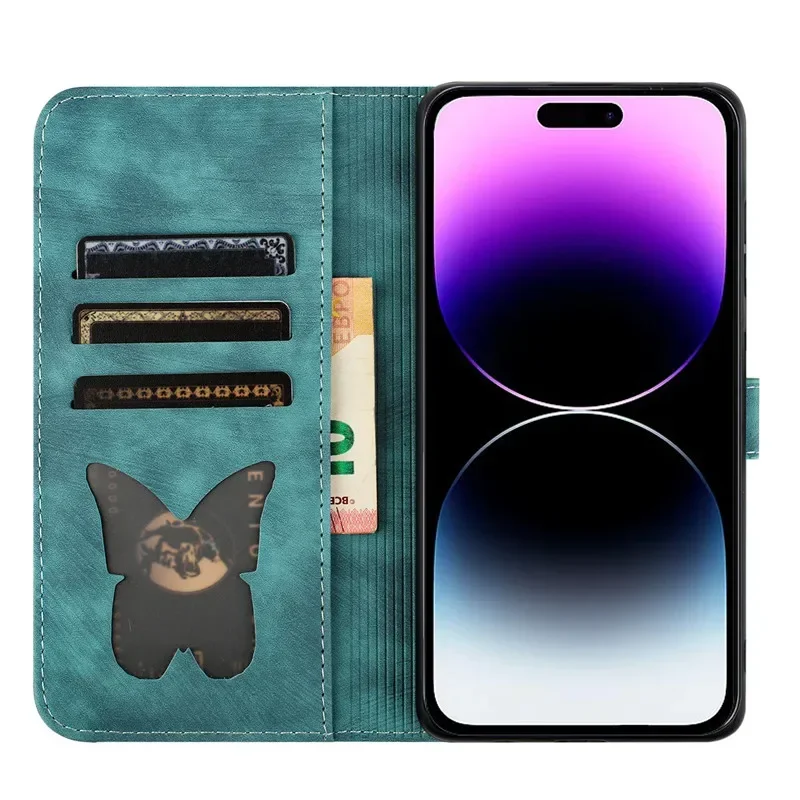 Чехол-бумажник для S24 Etui Butterfly & Cat, кожаный чехол для Samsung Galaxy S24 + S23 FE S22 Ultra S21 Plus S24Plus (art.: 3920c3fe792bd) - 3920c3fe792bd