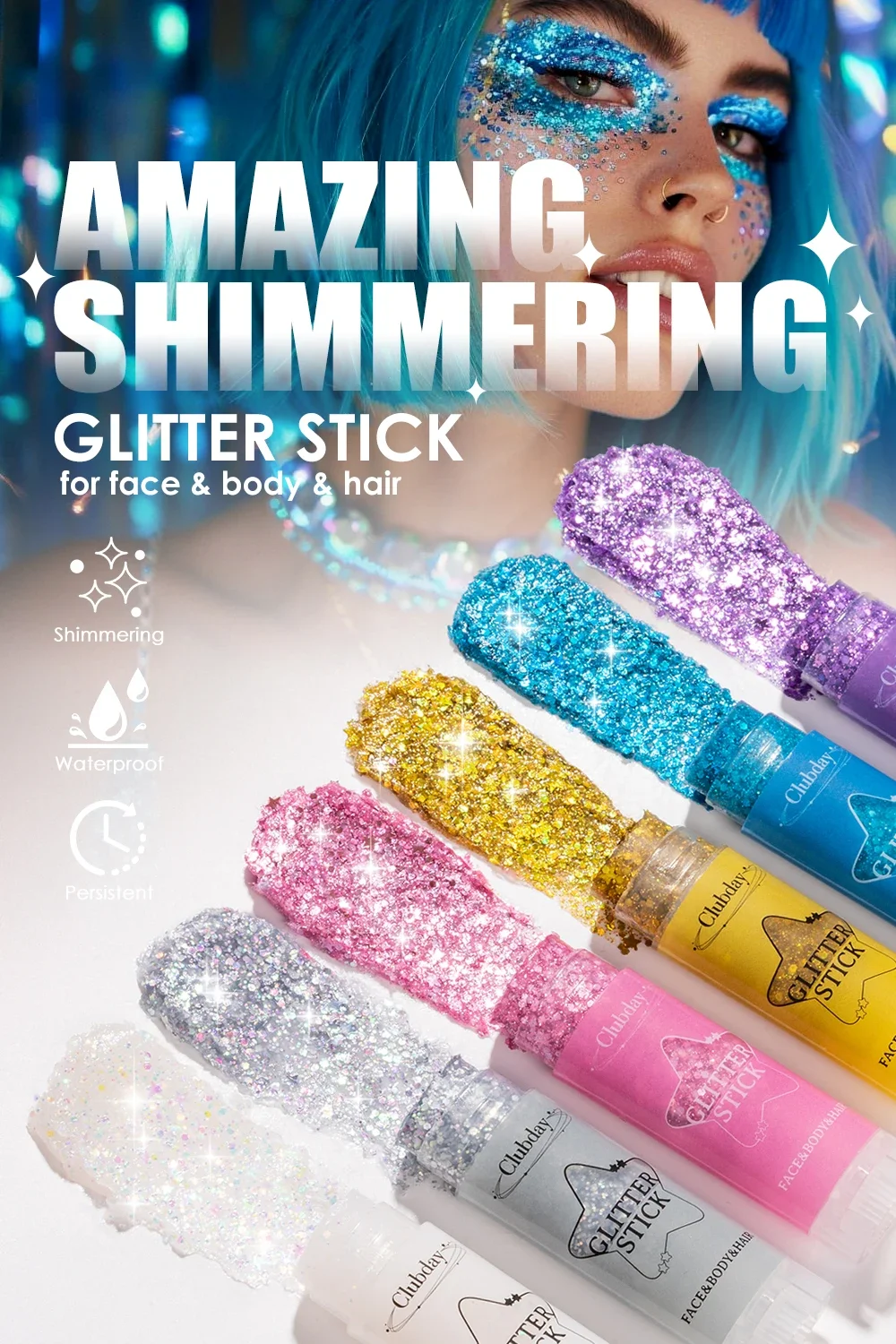 Glitterstift til ansikt og kropp highlighter festivalsminke_voghion.com