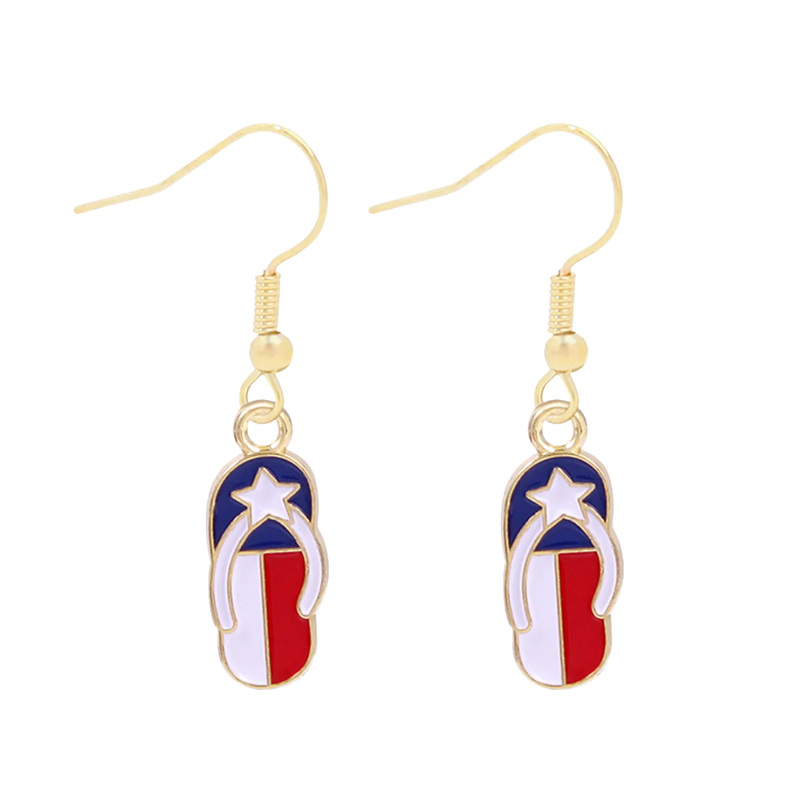 New Arrivals :: American Independence Day Earrings Red & Blue Marquise  National Flag 75mm x 38mm, 1 Pair