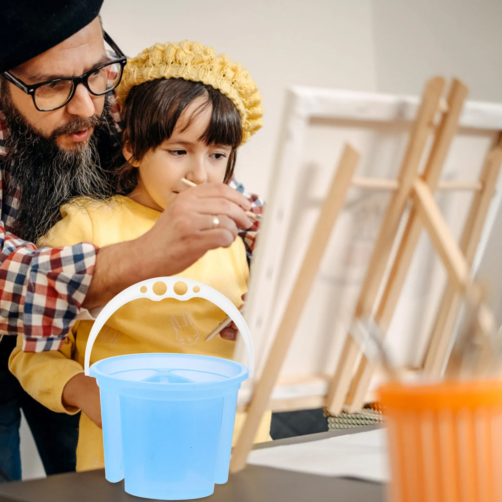 2Pcs 브러시 와셔 페인트 브러시 클리너 예술가를위한 다기능 홀더 수채화 페인트 스탠드 휴대용 물통 매일 사용