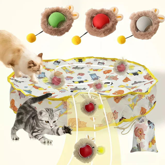Interactive Cat Toys Ball Cover Set Fast Rolling in Pouch Hide and Seek Kitten Toy Motion Activated Interactive Cat Toy Indoor Interactive Cat Toys Ball Cover Set Fast Rolling in Pouch Hide and Seek Kitten Toy Motion Activated Interactive Cat Toy Indoor