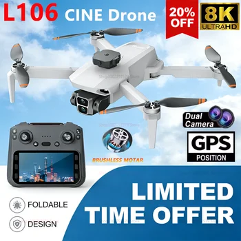 Nuovo Drone L106 con Evitamento Ostacoli, Motore Brushless 8K HD, Telecomando con Schermo, Fotocamera, Quadricottero Pieghevole per Principianti