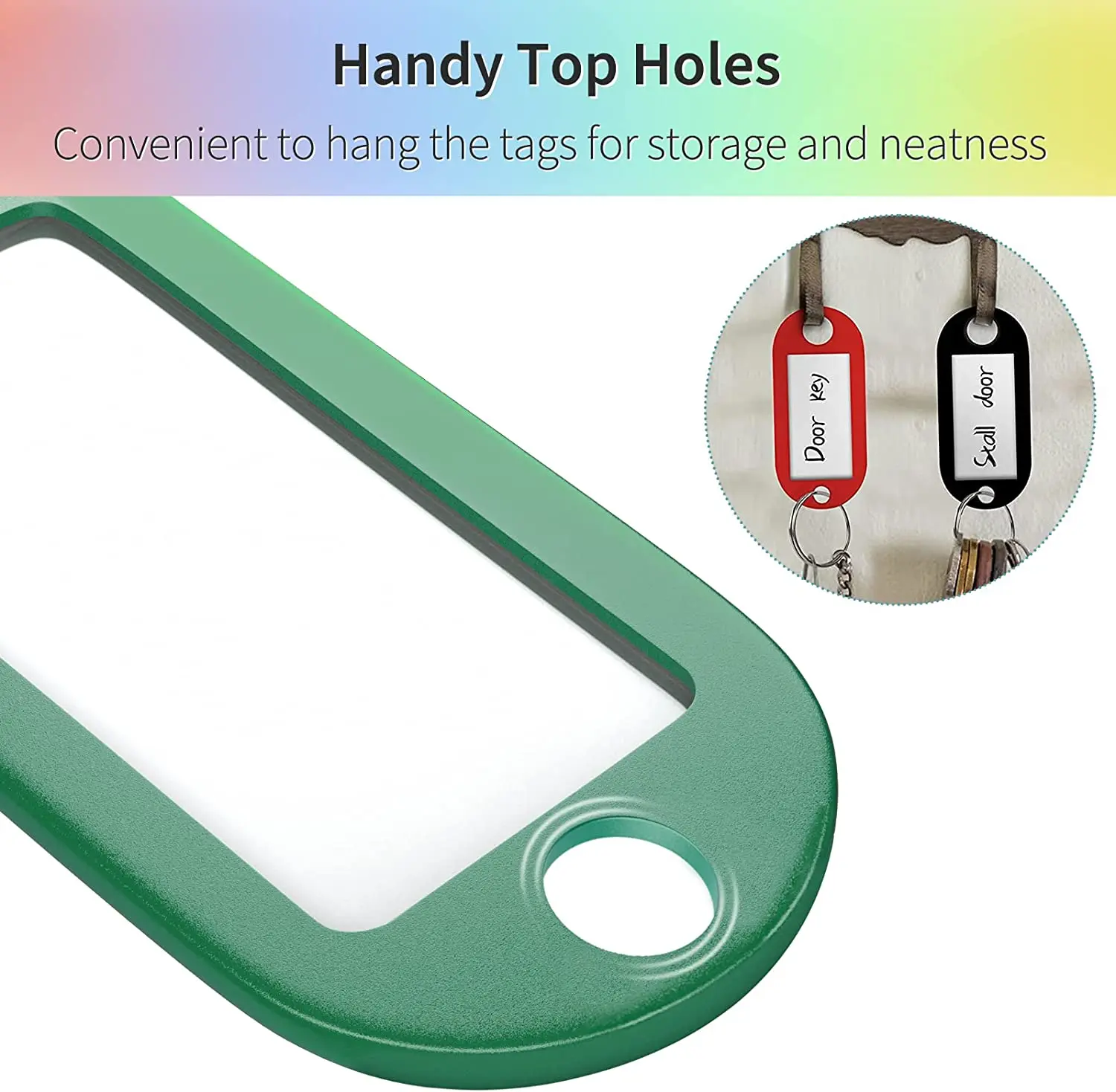 Durable Plastic Key Tags with Split Ring and Label Window for DIY Keychains and Luggage