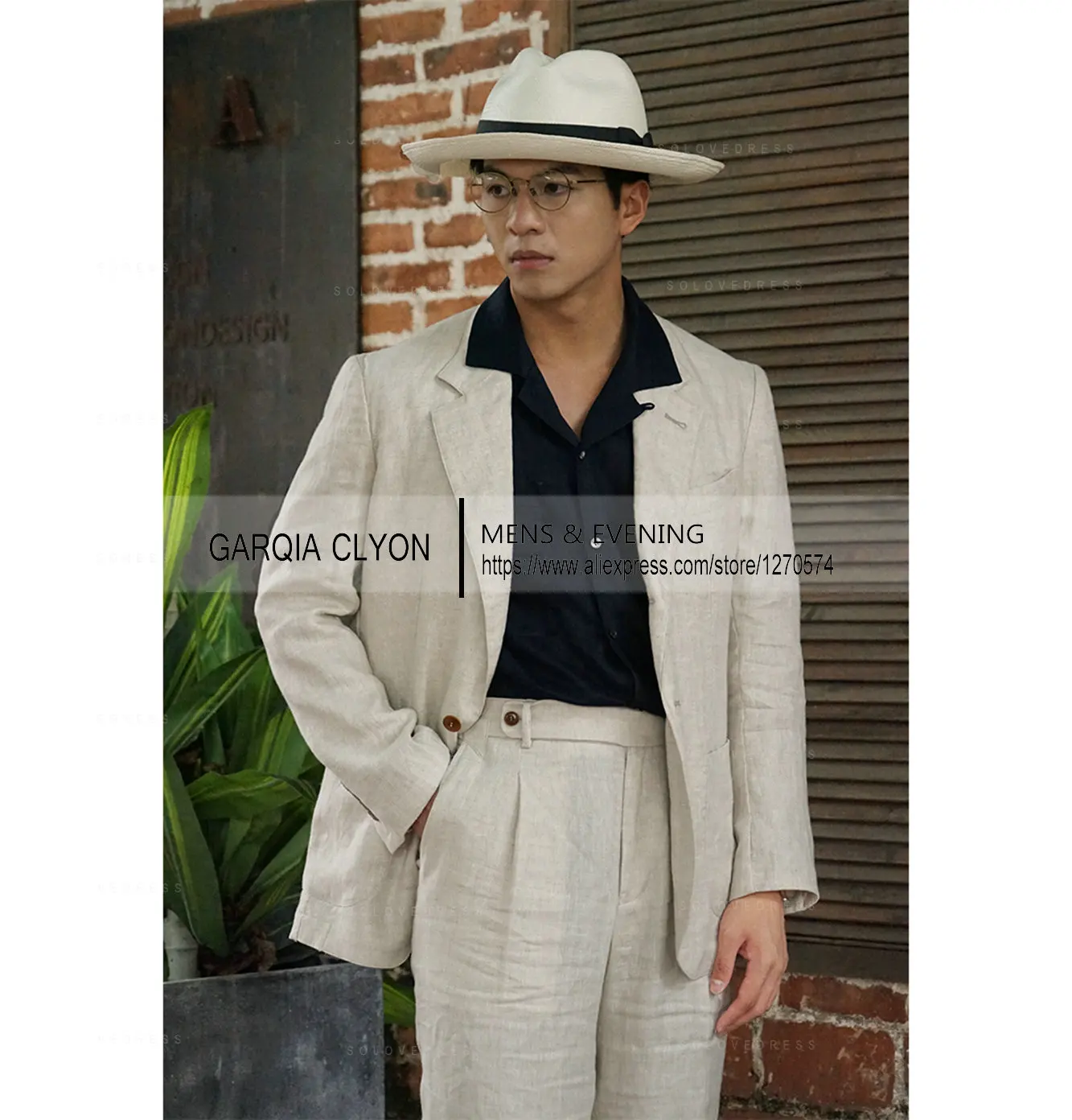 New Casual Men's Suit Jacket Summer Spring Blazer One Bottom Breathable Cotton Linen Coat 2 Pieces( Jacket+Pants )