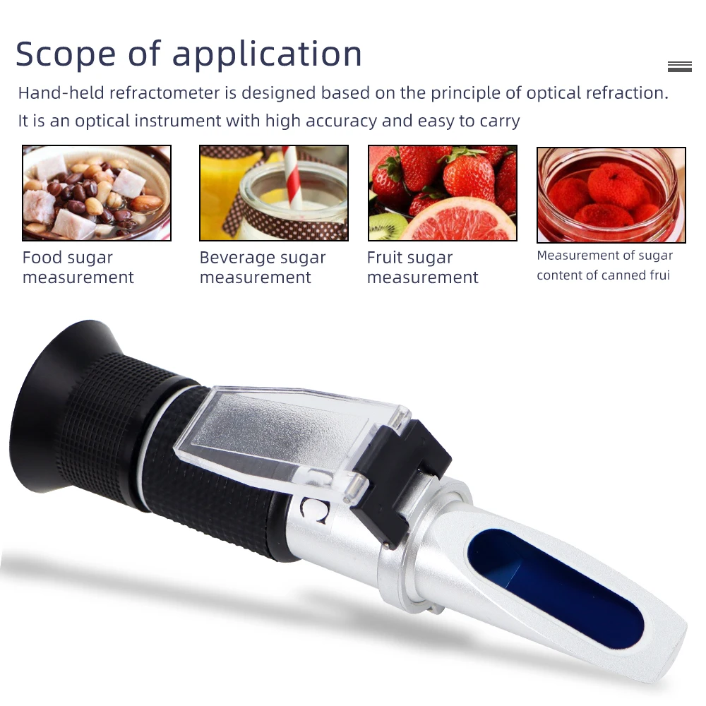 Handheld Brix Refractometer Sugar Concentration Meter 0-32%/0-50%/0-90% Sucrose Densimeter for Honey Tester Fruits Juice Wine