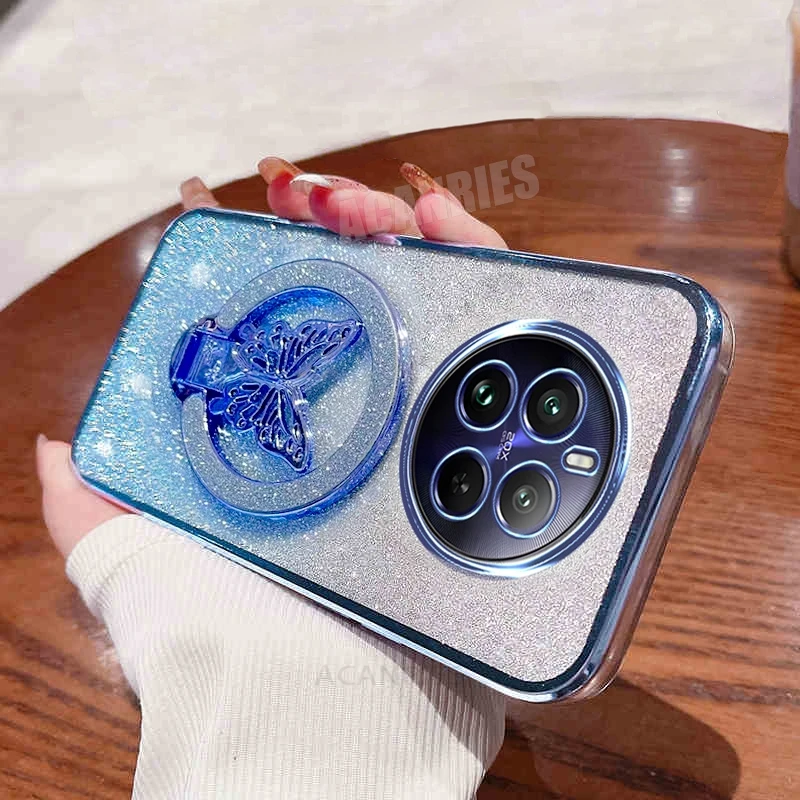 Plating Butterfly Holder Silicone Case - Stylish Back Cover
