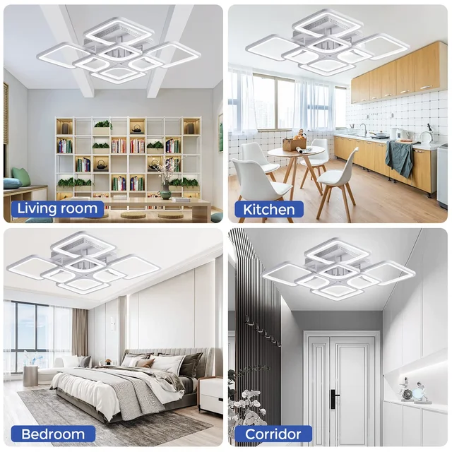 IRLAN LED 샹들리에, 현대 글로스, 밝기 조정, 원격 제어기