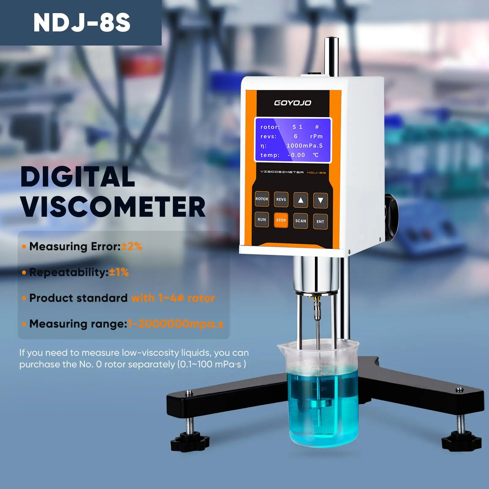 Digital Rotary Viscometer, NDJ-8S Viscosity Meter Tester with Data Output,10-2,0