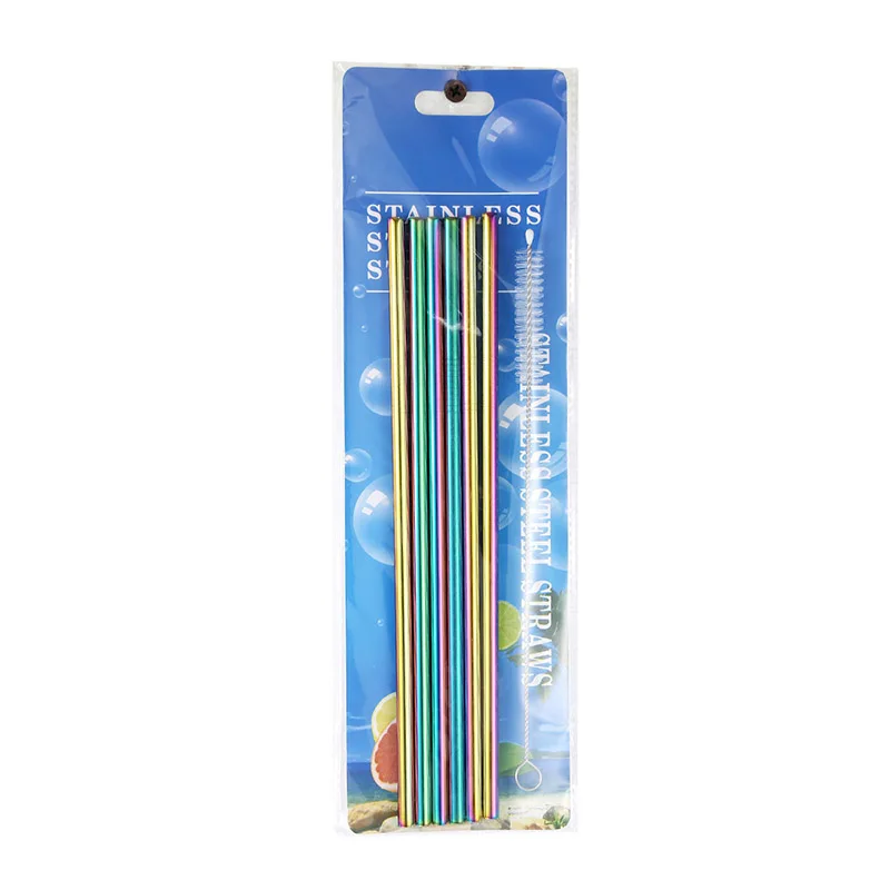 Premium Set of 6 Reusable Stainless Steel Drinking Straws with Cleaning Brush and Case - Perfect