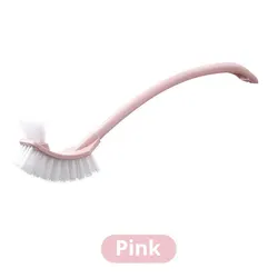 Deluxe Multi - Function Curved Toilet Cleaning Brush with Long Handle (Pink)