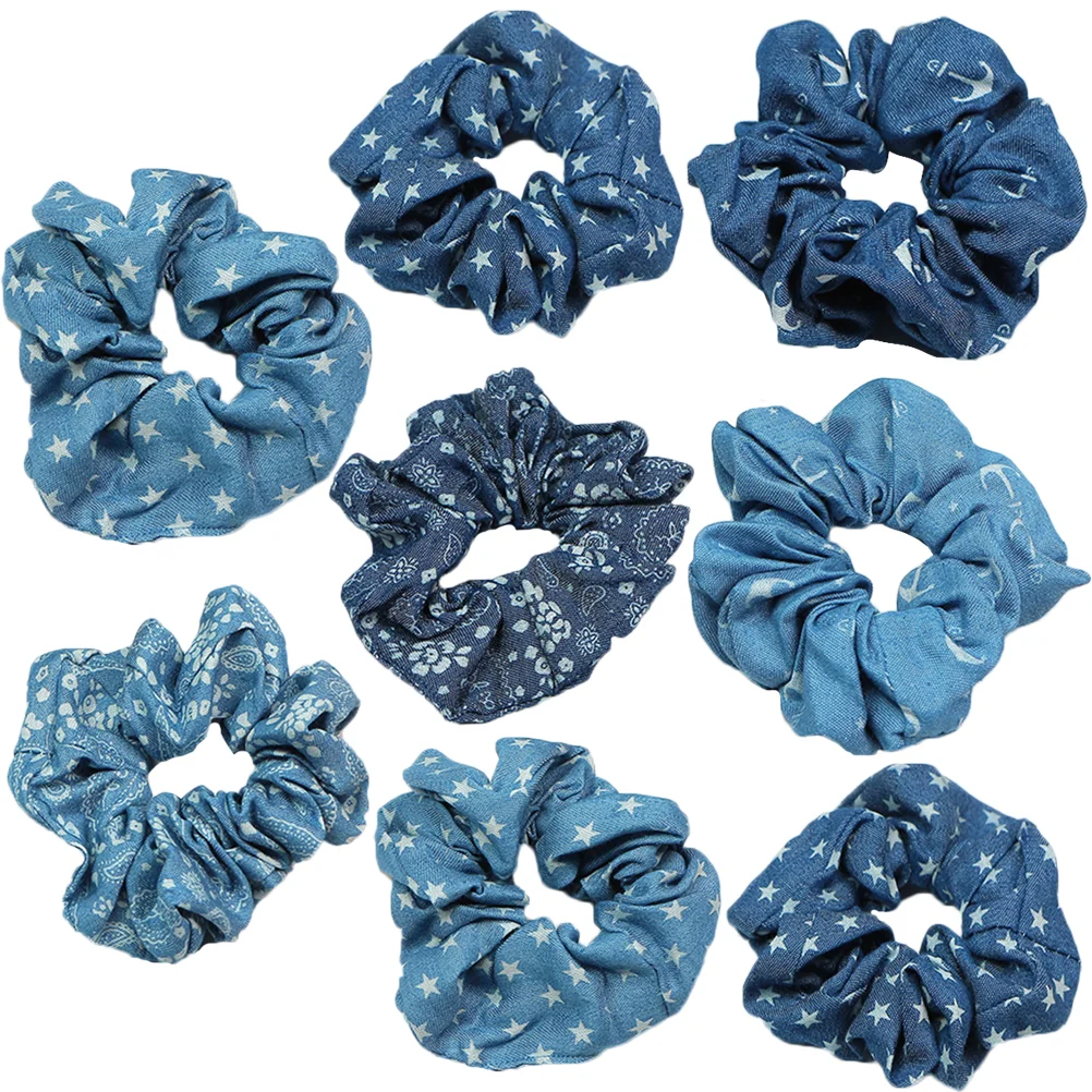 

8 PCS Large Intestine Ring Fashion Hair Ropes Scrunchies Elastic Ties Ribbons Korean Version