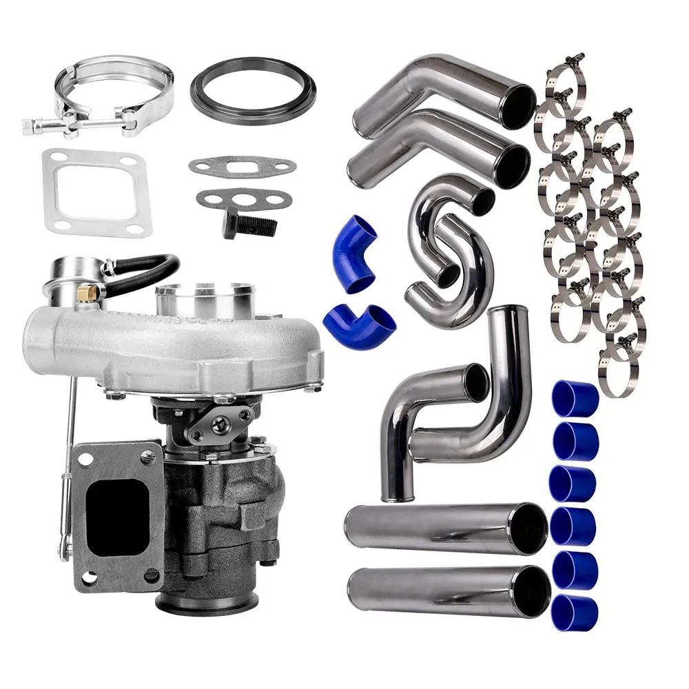 Kit Tuyauterie Intercooler MaXpeedingrods - Aluminium 2.5 Pouces, Coudes 45/75/90°, Silicone Bleu - Universel Turbo