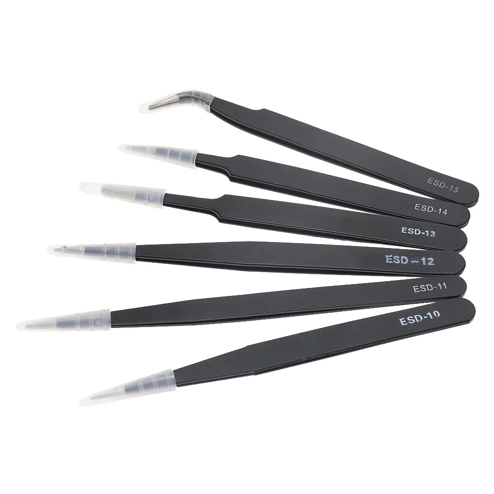 Tweezer Tool, Precision Tweezers, ESD Anti Static Tweezers, Phone Repair Tweezers 6pcs Anti-static ESD Stainless Steel Tweezers 1mm Maintenance Tools