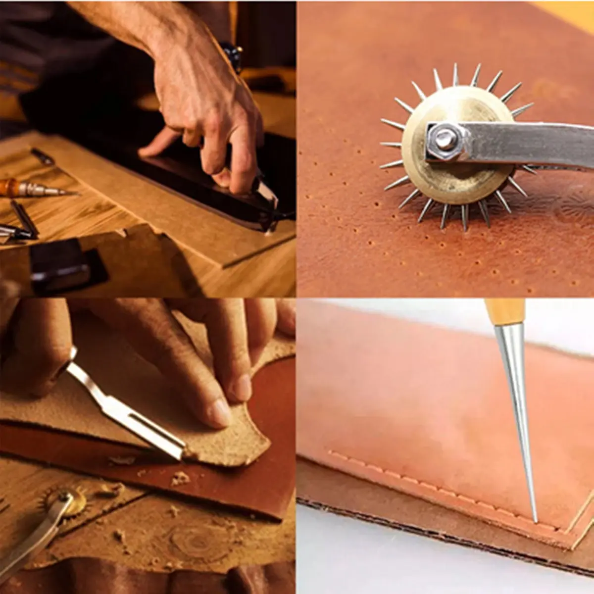 61Pcs Professional Leather Craft Tools Kit Home Hand Sewing Stitching Punch Carving Work Saddle Leathercraft DIY Accessories