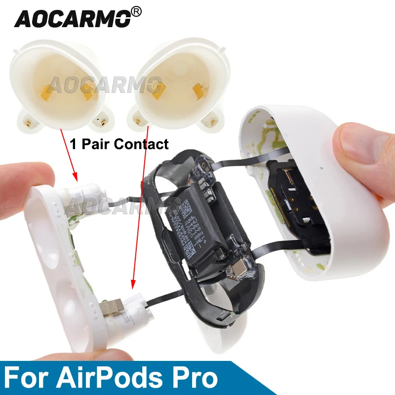 Aocarmo 1 Pair for Apple AirPods Pro Battery Compartment Headphone Charging Contact Replacement Parts