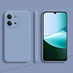 Sleek Protective Matte Case - Liquid Silicone Square Design for POCO C85 (Gray)