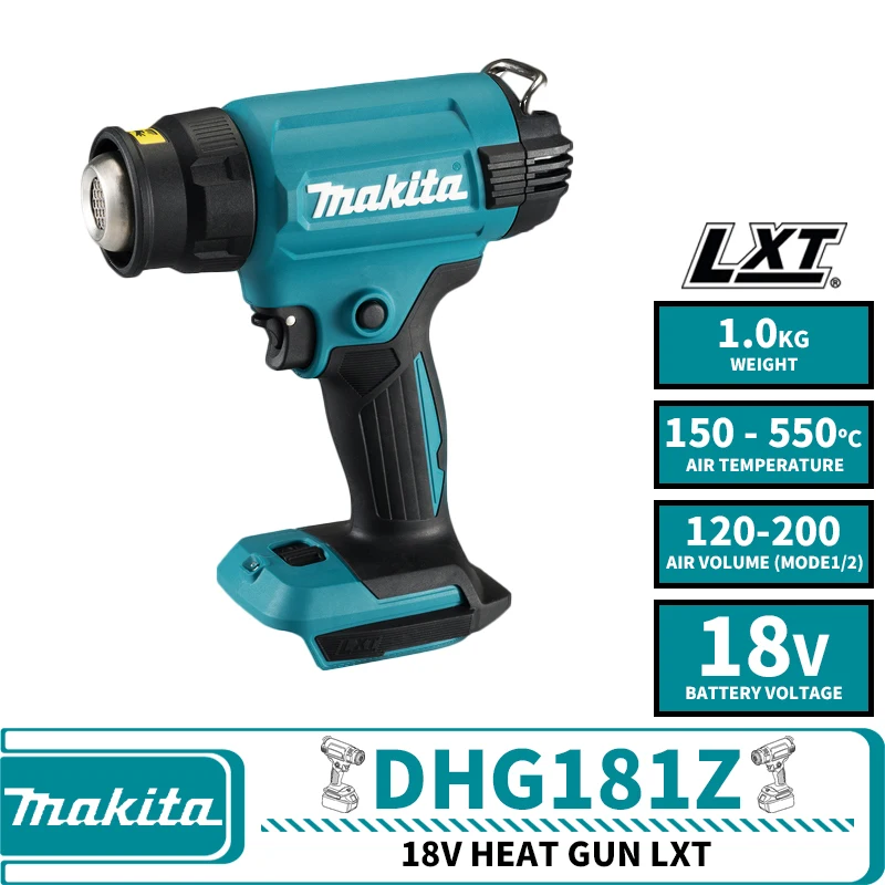 

Makita DHG181Z 18V Cordless Heat Gun LXT Lithium Power Tools 150-550ºC Shrink Film Baking Gun Clear Sticker