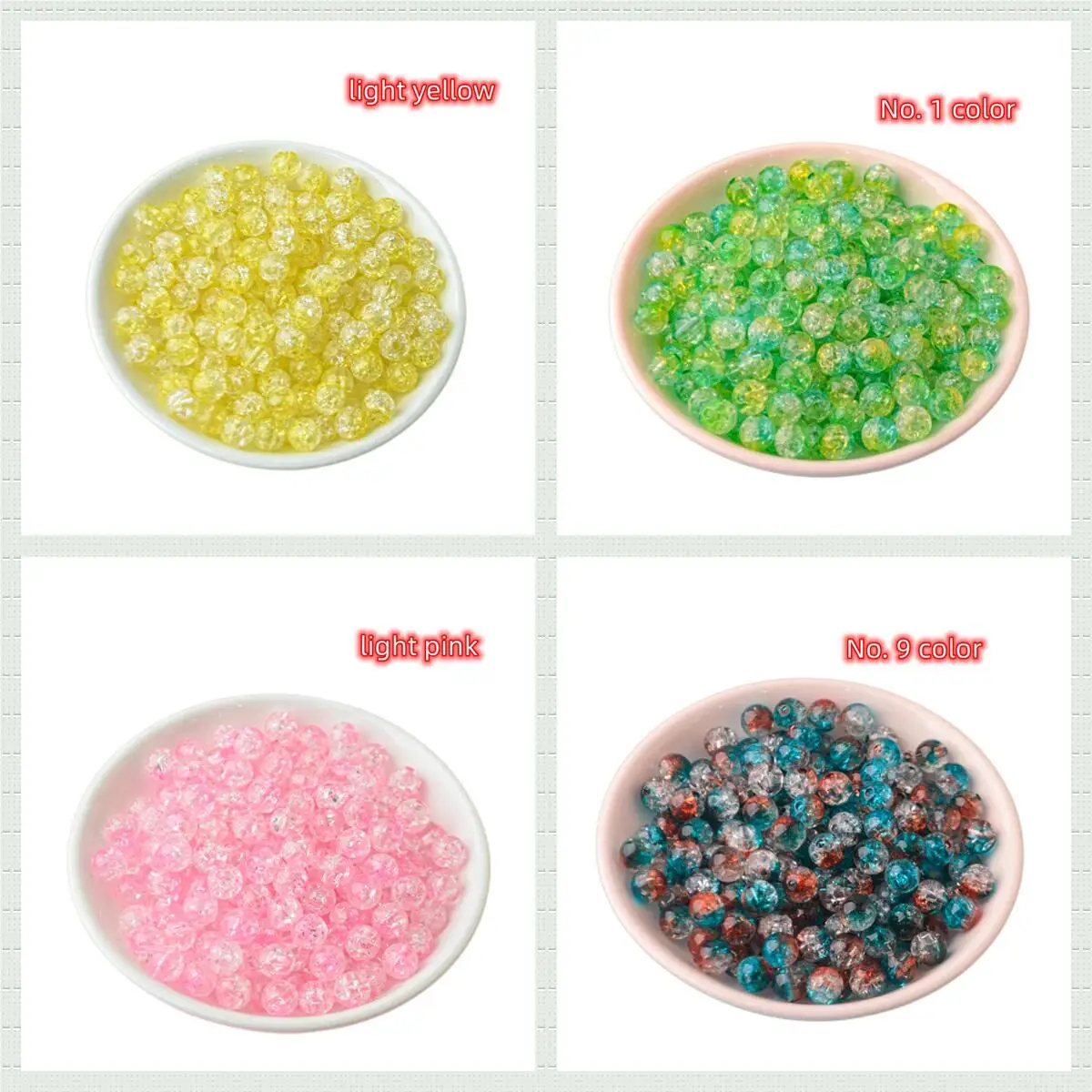 

8/10/12mm Acrylic Perforated Crack Beads Straight Hole Colorful Crack Scattered Beads ABS Imitation Pearl Diy Beaded Accessories