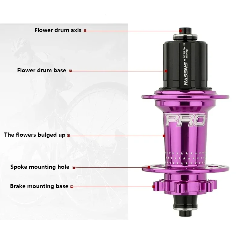 MTB Hub 32 36 Holes Bearing Bike Freehub Rear Hub Quick Release 32H 36H Four Palin 7-12 Speed 6 Pawl Hubs mountain bicycle hubs
