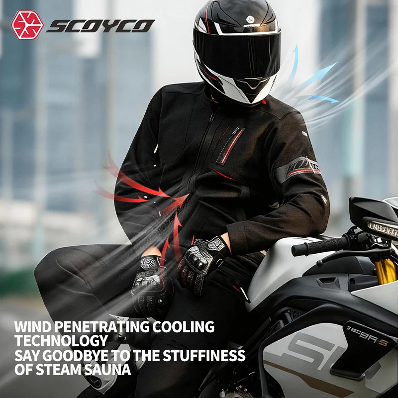 SCOYCO 오토바이 재킷 바지 다기능 전환 가능 백팩 재킷 남성 여름 통기성 경량 CE 안티폴 재킷