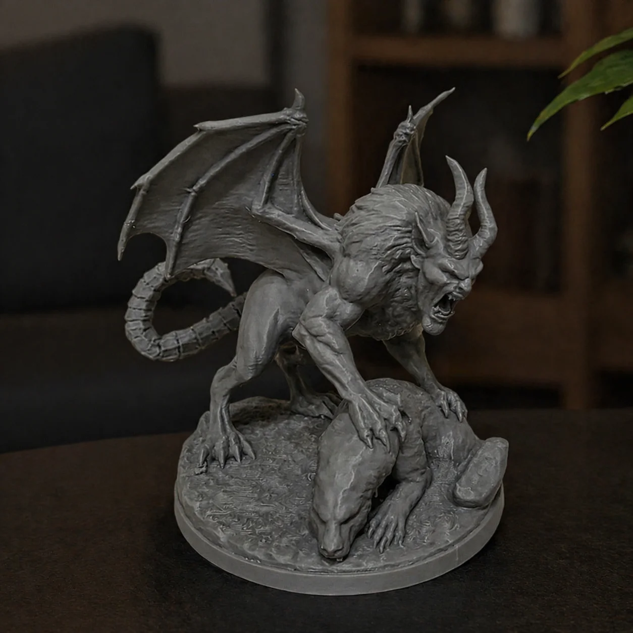 Abyss Demon: Expressive 3D Printed Statue in Suppressing Pose