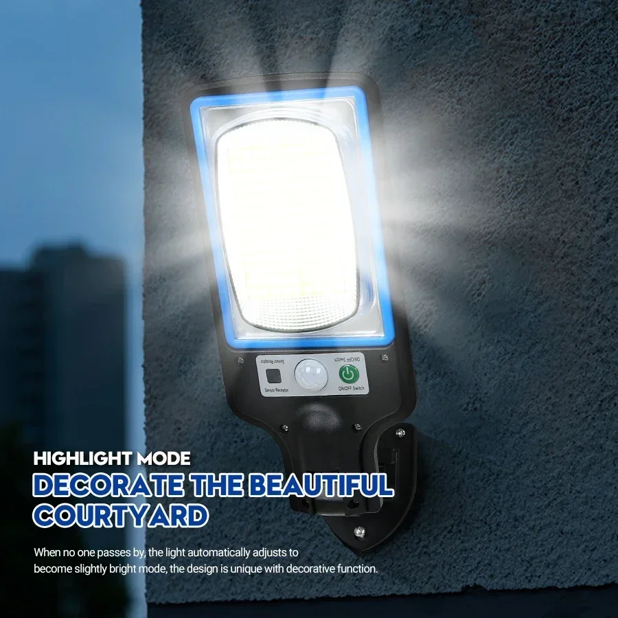108 COB Sensor Street Lamp 3 Light Modes Outdoor Waterproof Security Solar Lamps Garden Patio Path Remote Control Light