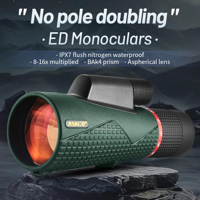 ASKCO 8-16X56 ED Glass Monocular Telescope SMC Coating Long Range IPX7 Zoomable BAK4 Portable Anti shake Binoculars for Hunting 2