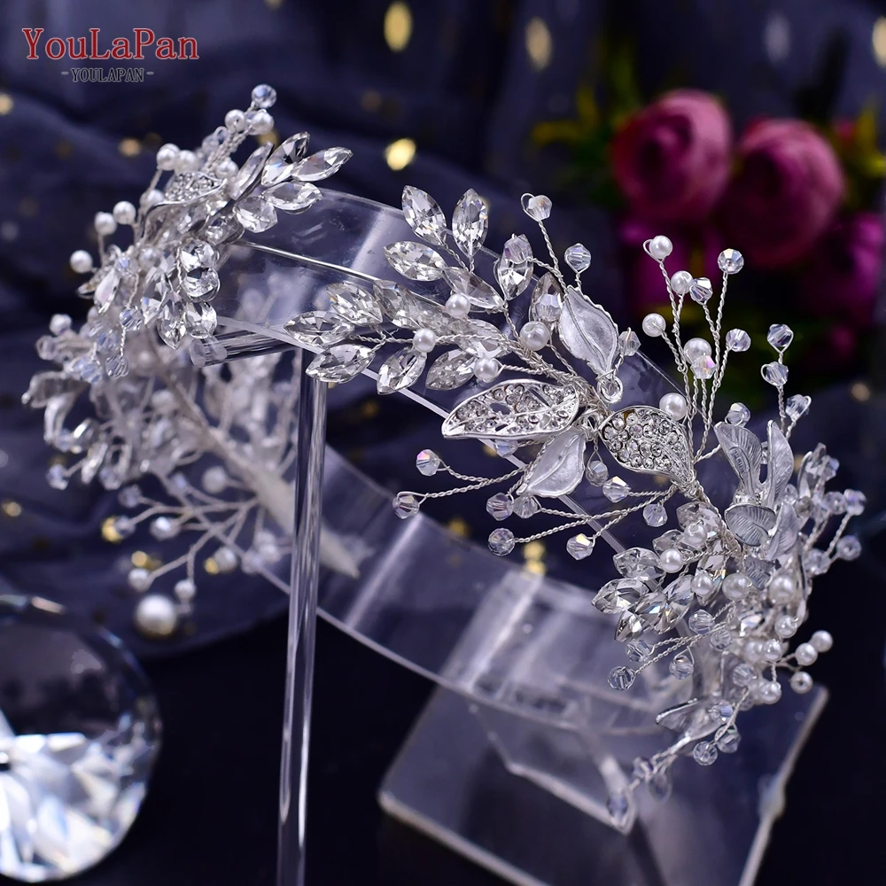 YouLaPan HP272 Flower Bridal Headband Elegant Wedding Headwear Bride Wedding Hair Accessories Crystal Women Headdress for Party