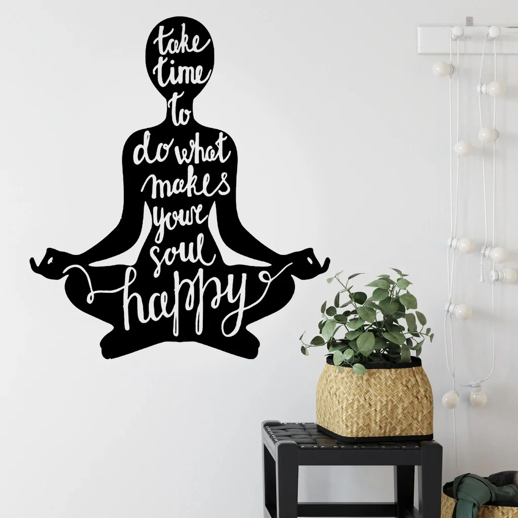 Take Time To Do What Makes Your Soul Happy Quote Yoga Wall Decals Art Home  Decor Room Buddha Namaste Religious Zen Stickers AA88| | - AliExpress