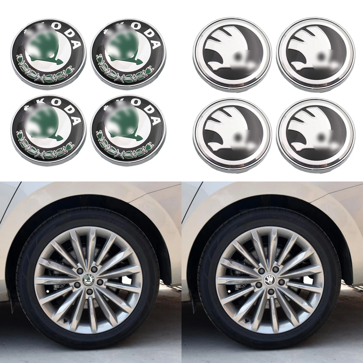 4Pcs 60Mm Car Wheel Hub Center Caps Cover Emblem Accessori Modificati Automaticamente Logo Badge Decal Per Skoda Octavia Fabia
