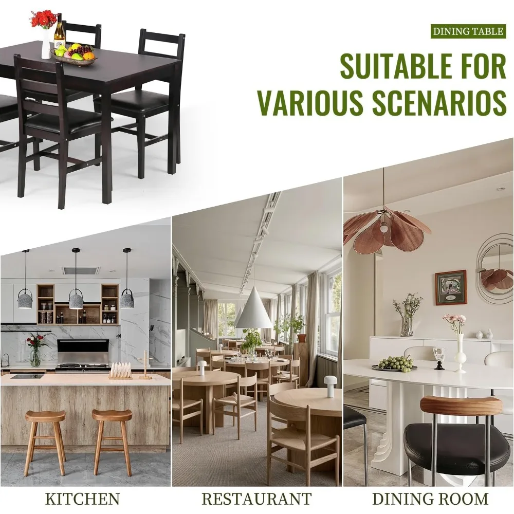 Kitchen Table and Chairs Dining Room Table Set,Wood Elegant Kitchen Sets for Small Space,Dark Brown 6