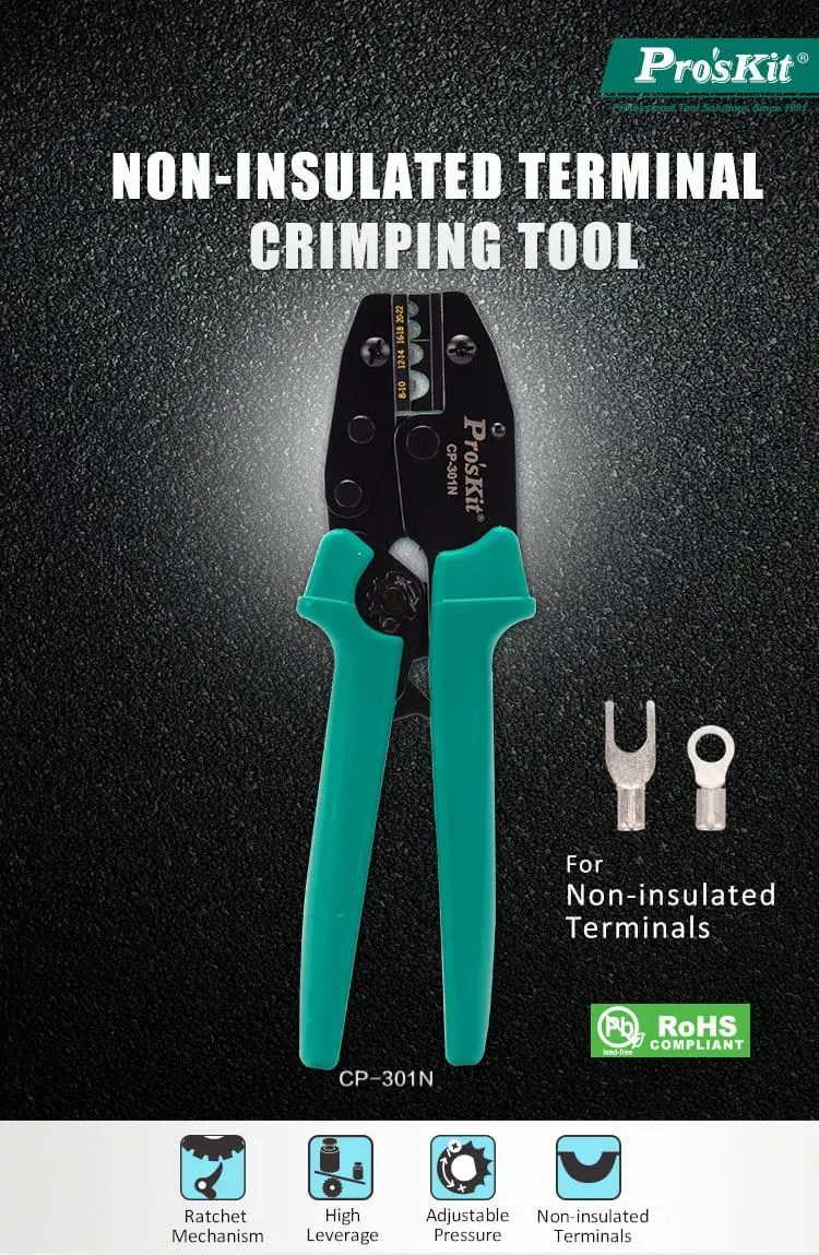 

Pro'sKit CP-301N CP-301R CP-301S CP-301U Non-insulated Terminal Y.O Naked Terminal Ratchet Crimping Pliers Wire Stripper