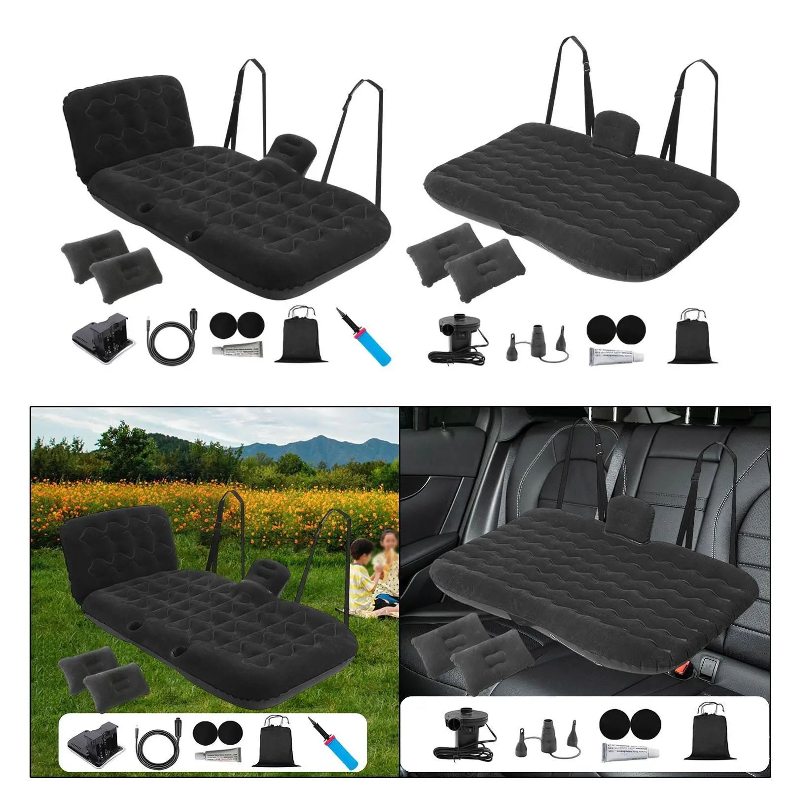 Inflatable Car Air Mattress Air Pump Camping Mattress for Road Trip Hiking