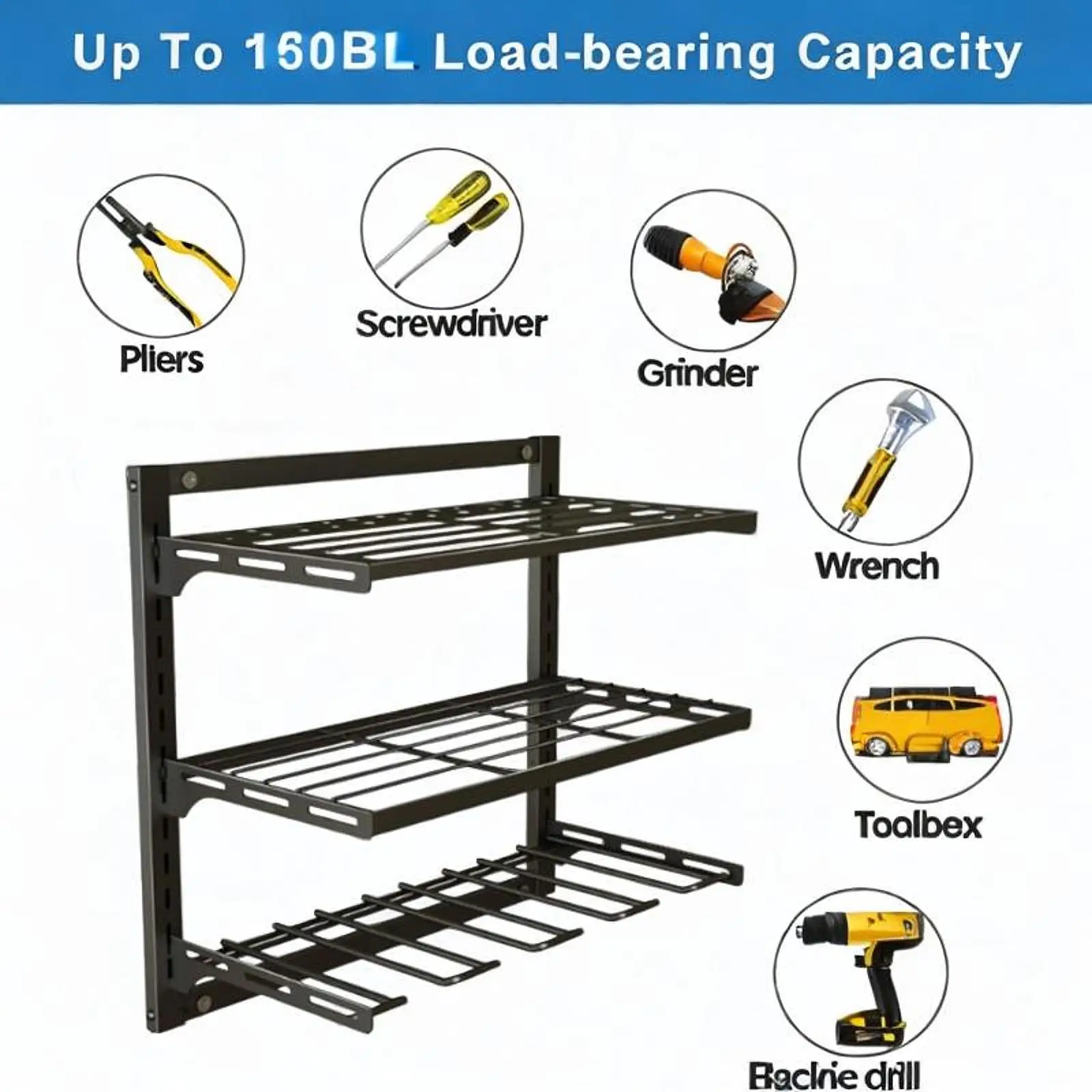 3 Layer/ 2 Layer Wall Mounted Sorting Rack Household Electric Tool Storage Rack For Power Tool Easy Access Display Tool Rack 3