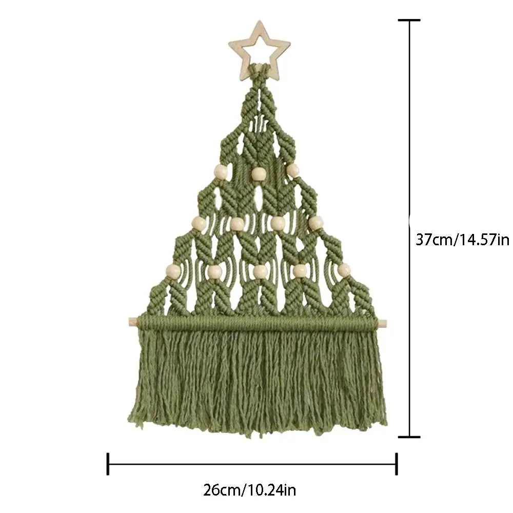 Boho Decor Woven Christmas Tree Macrame Tapestry Aesthetic Tassel Wall Hanging Pendant Decorative Art Cotton Rope Tapestry Hotel
