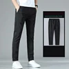 Summer thin grid formal elastic pants for men, slim fit business gray black casual pants, fashionable men's pants