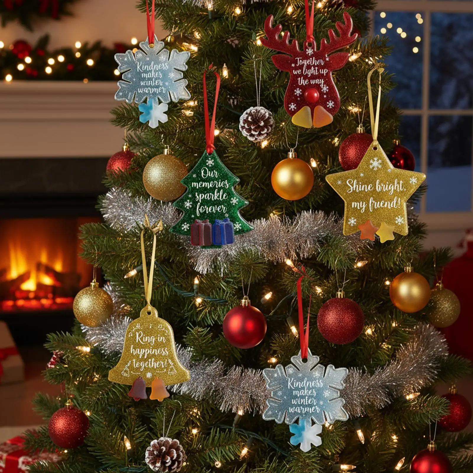 Sea Glass Christmas Ornament Coastal Themed Ornament Friendship Sea Glass Pendant for Xmas Tree Indoor Outdoor Window Decor