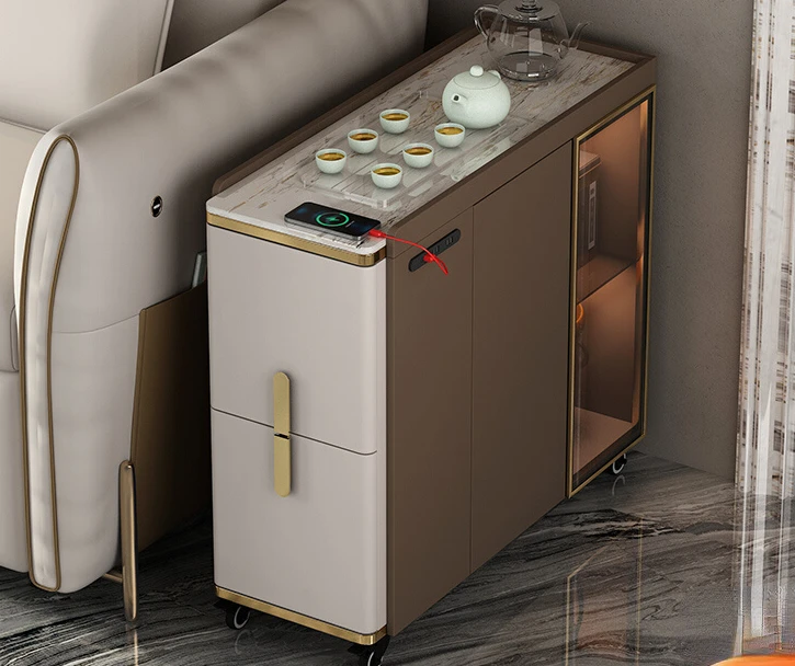 

Rock panel light luxury tea cabinet with several integrated edges