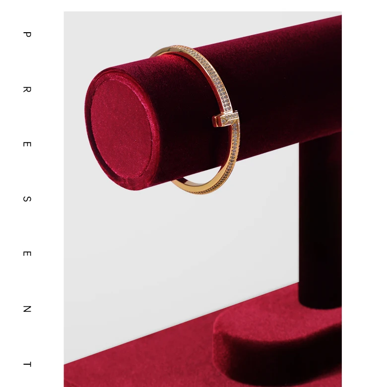Yinbeini Velvet Bangle Bracelet Watch Display Stand T-shape Jewelry Display Stand Shop Window Showcase Props TB001