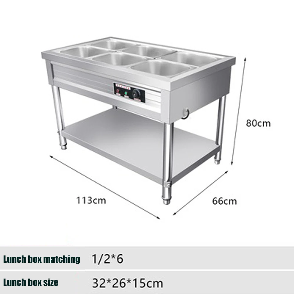 thumbnail image 1 of Mesa de ventas con aislamiento de calefacción eléctrica comercial de acero inoxidable, calentador de piscina para sopa, estufa para sopa, mesa de comedor con cubierta, 1 of 5