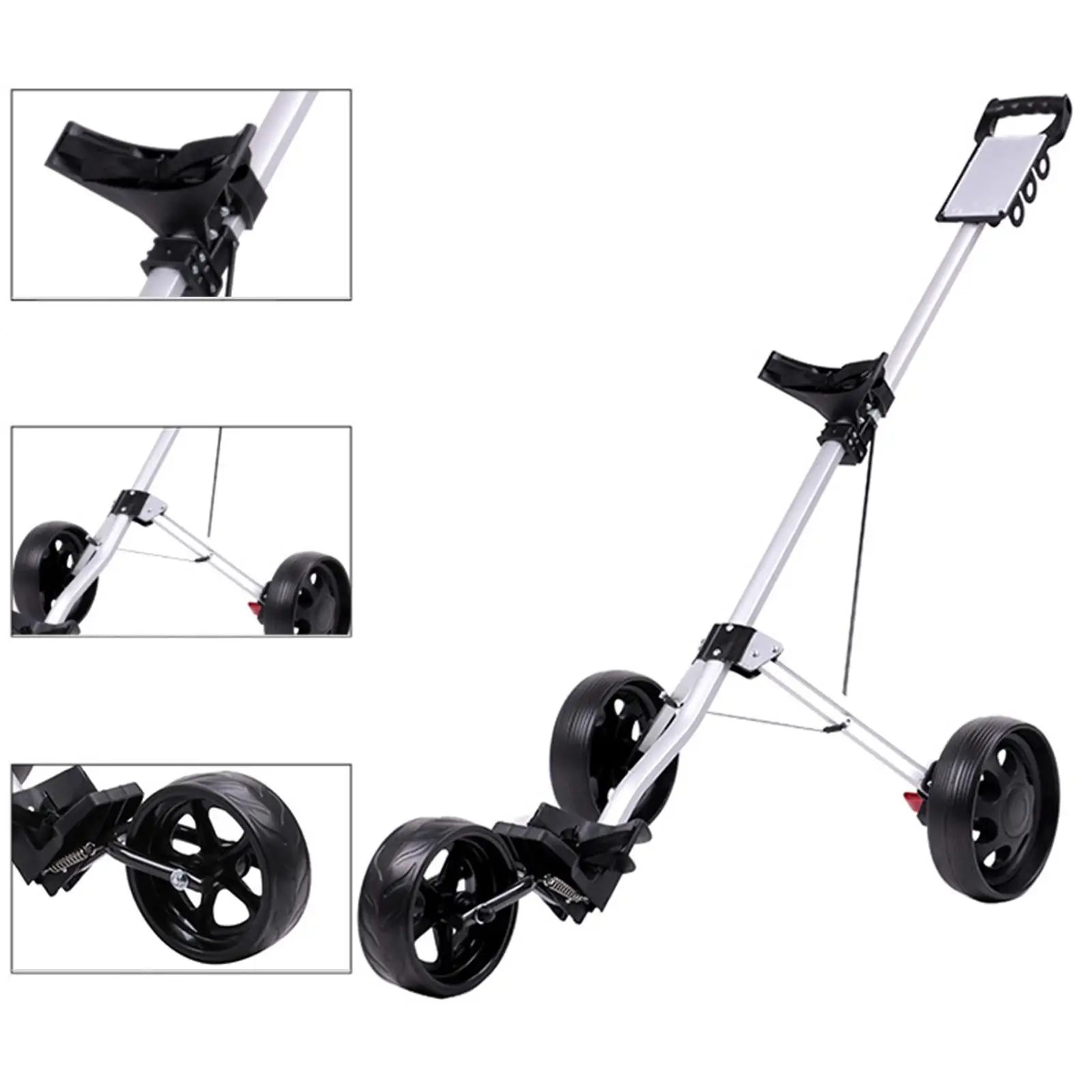 Push Pull Golf Cart 3 Wheeled Caddy Cart with Scoreboard Golf Pull Cart