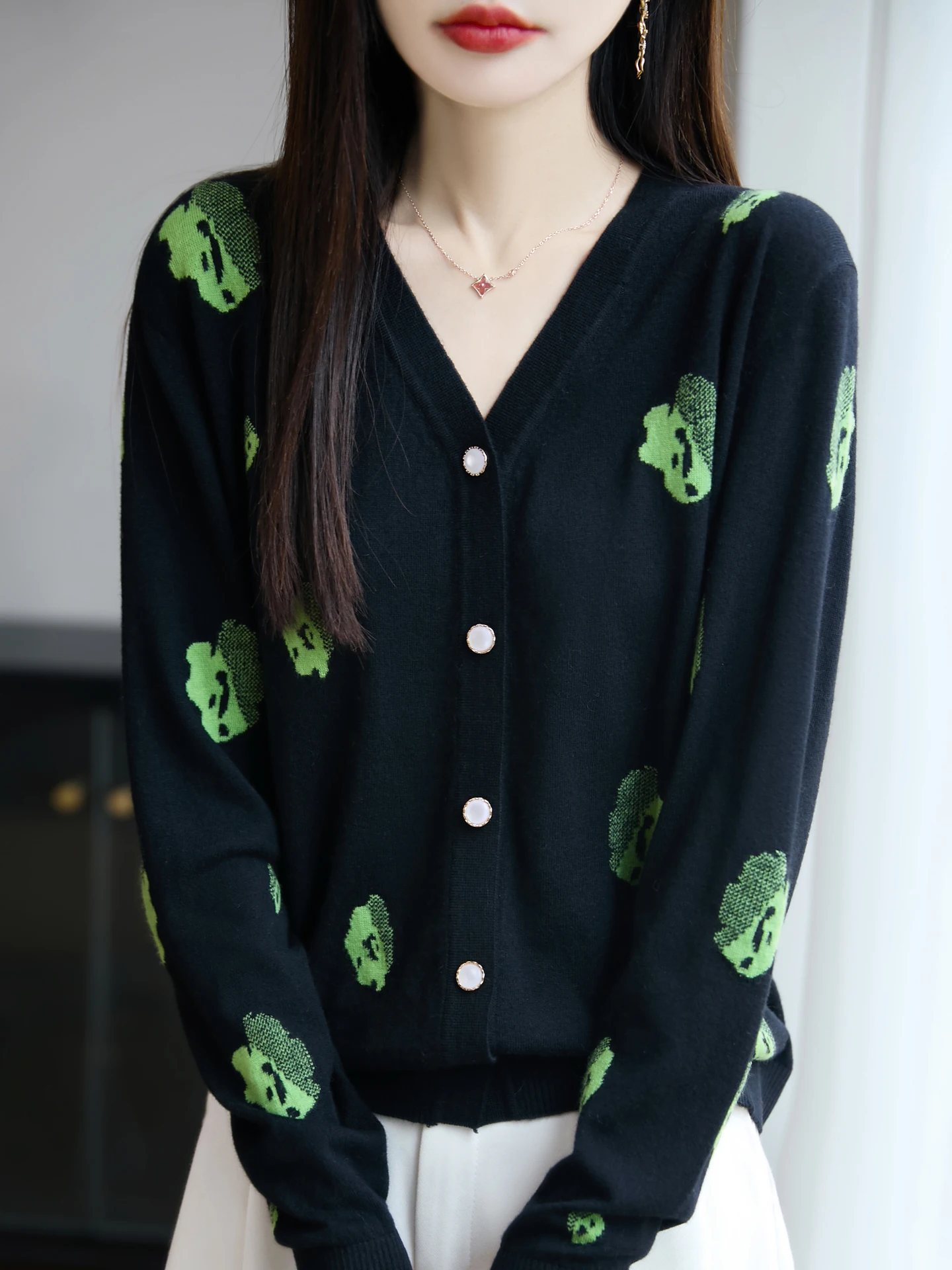 women's autumn and winter knitted cardigan sweater jacket main image 1